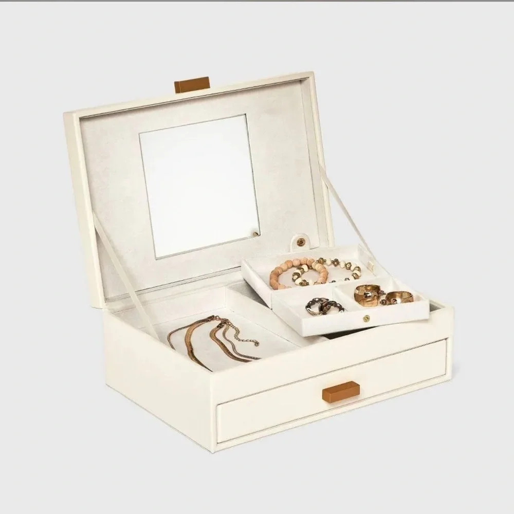 👗Cream and Tan Jewelry Organizer with Two Drawers